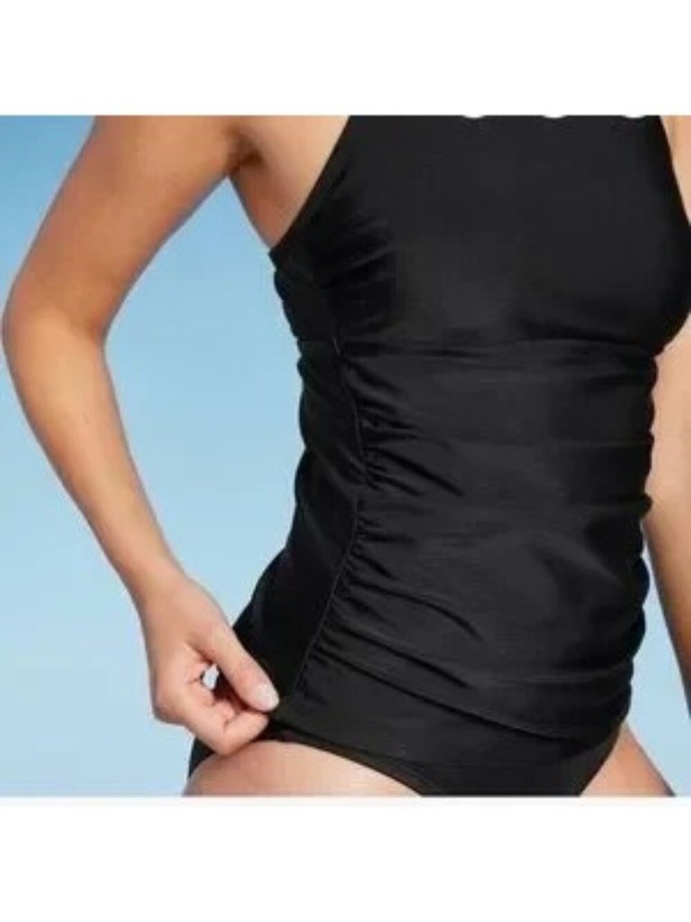 Kona Sol Womens Black Swimsuit Tankini Top Adjustable Straps Size Small (4-6)